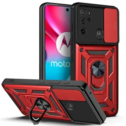Shockproof Armor Slide Camera Protective Case for Moto G200(5G) (Red)
