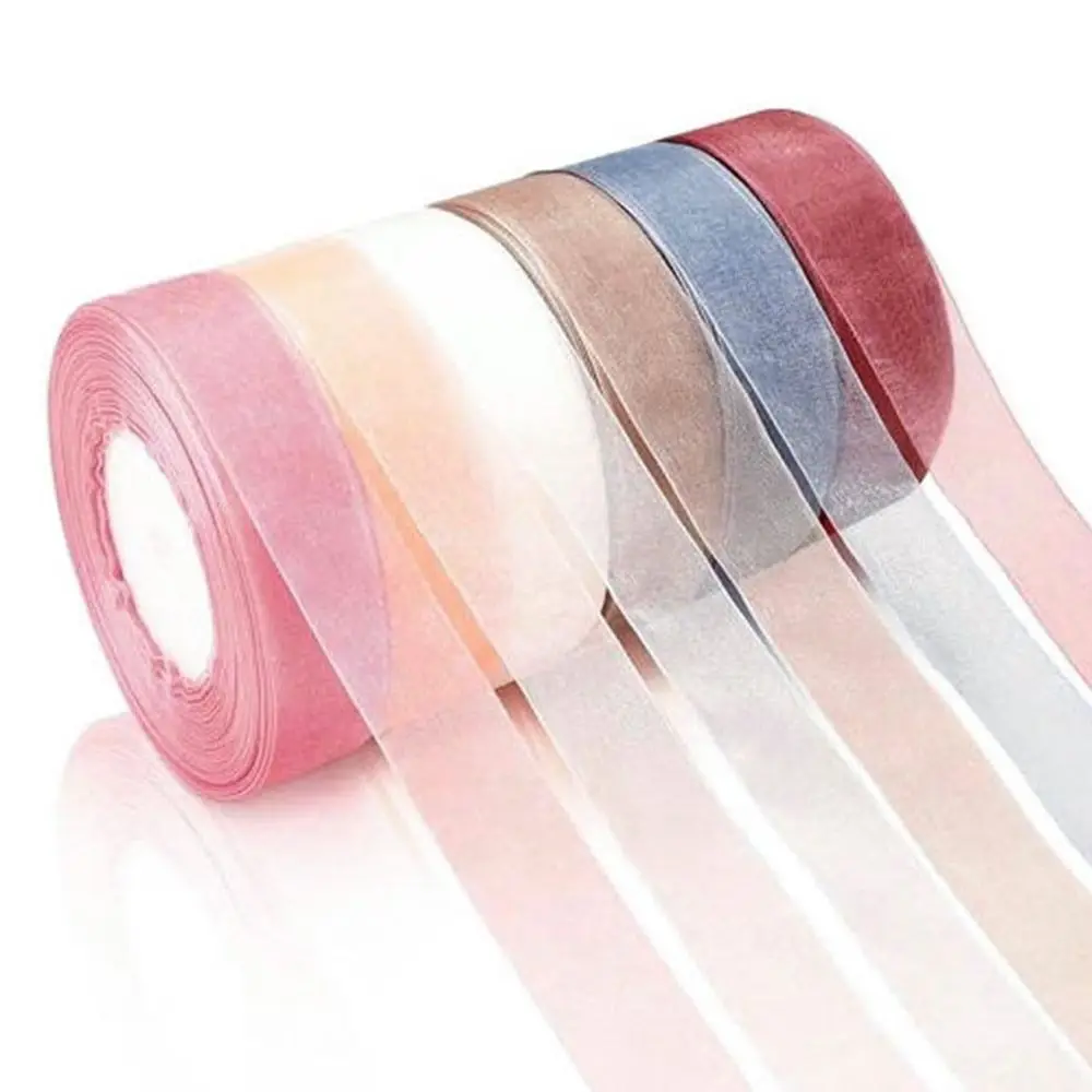 45M*2cm Sheer Chiffon Ribbon Organza Lace Ribbons DIY Crafts Christmas Halloween Wedding Decoration Gift Wrapping Fabric