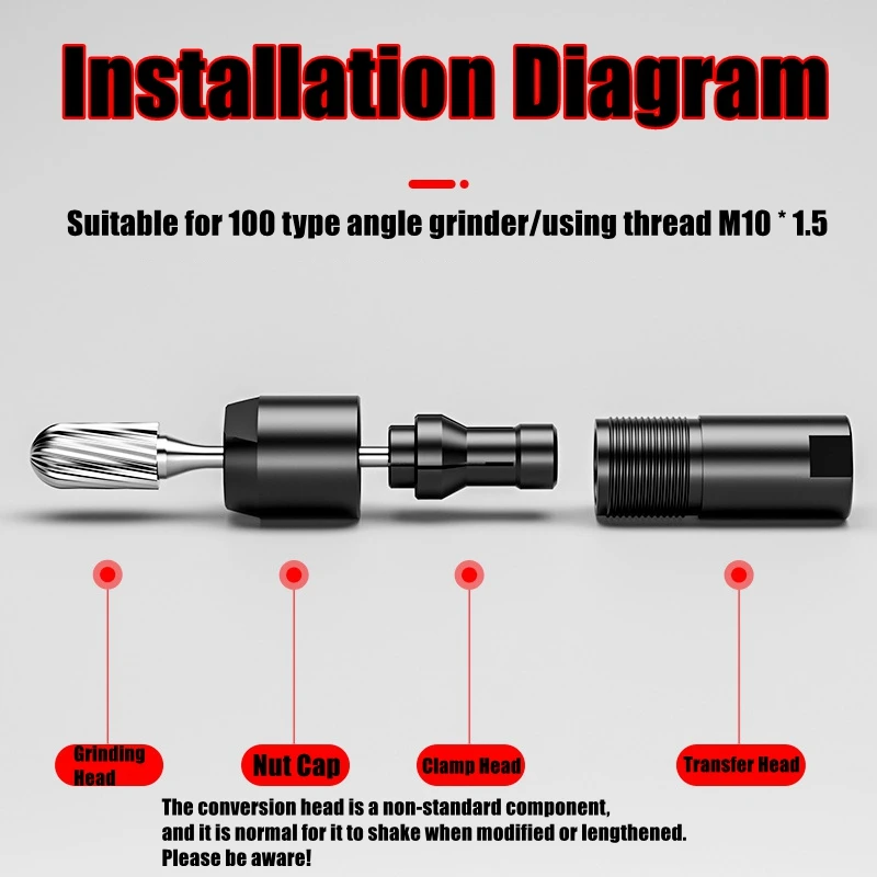 3/6mm Angle Grinder Modified Adapter To Straight Grinder Chuck M10 Thread Abrasive Tools For 100-type Angle