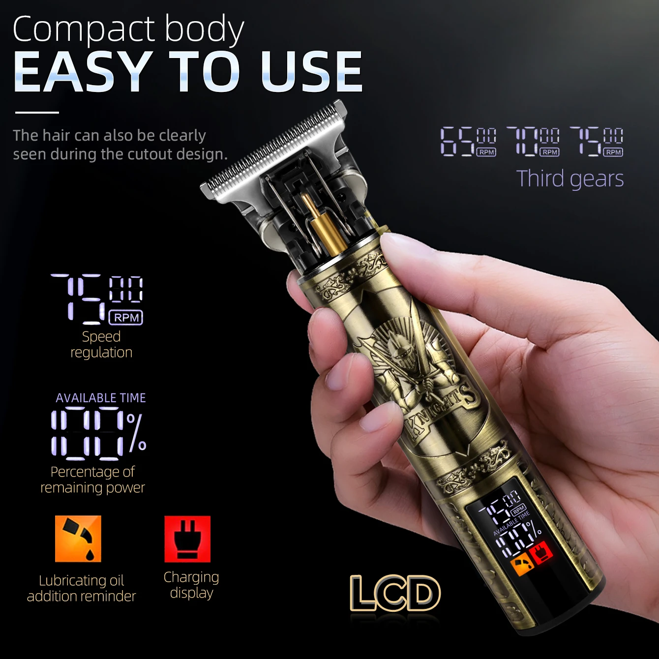 KIKIDO Professional Haircut Machine 0MM Vintage Skull Beard Trimmer - Image 3