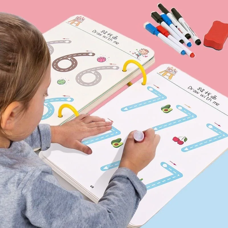 

Magical Tracing Workbook Montessori Pen Control Training Book Reusable Magic Practice Copybook Children Drawing Education Books