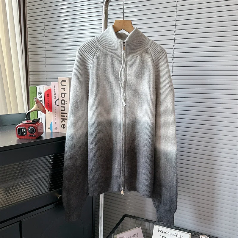 

SuperAen 2023 Autumn/Winter Korean Double Zip Collar Knitted Cardigan Sweater Coat Women's Korean Jacket