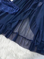 Ensemble de lingerie transparente bleue pour femmes, sous-vêtements, vêtements de nuit, robe de nuit en dentelle et culotte, pyjama, nuisette féminine 6
