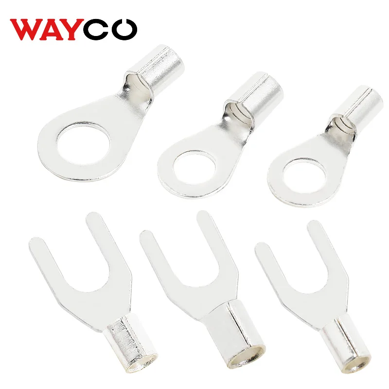 50PCS/lot M3 M4 M5 Ring Lugs Crimp Terminals Noninsulated Ferrules