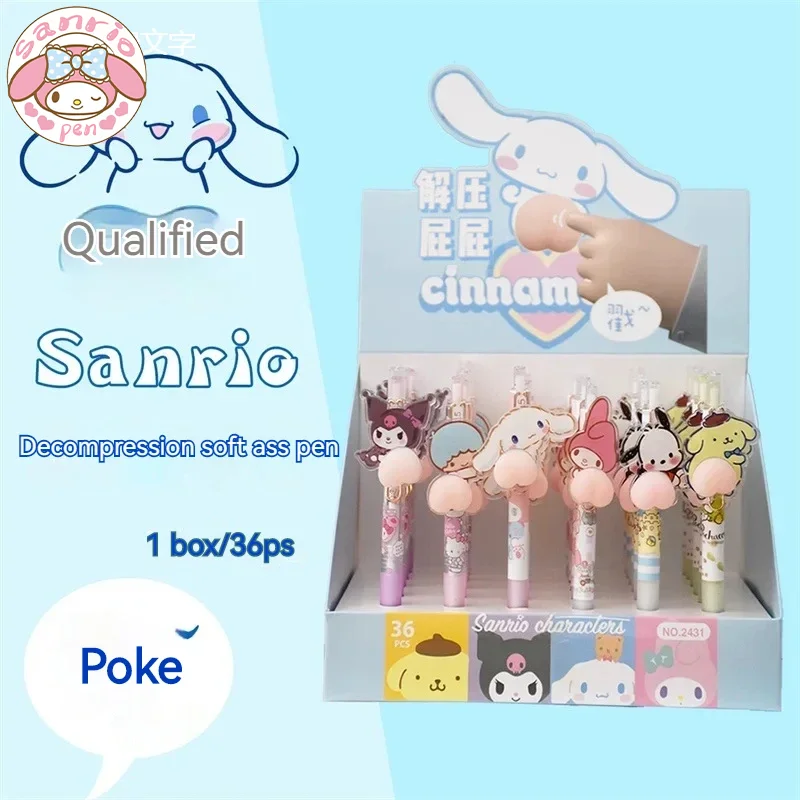 

Новинка, гелевая ручка Sanrio серии 12 шт., мягкие зажимные ручки в виде коричника, ручка для снижения давления для студентов, принадлежности для письма для школьников и детей