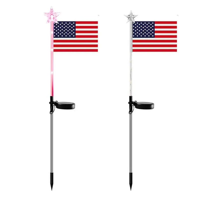 

US Flag Solar Garden Light American Flag Landscape LED Solar Grass Light U.S. Flag Stake Landscape Light For Patio Garden Indoor