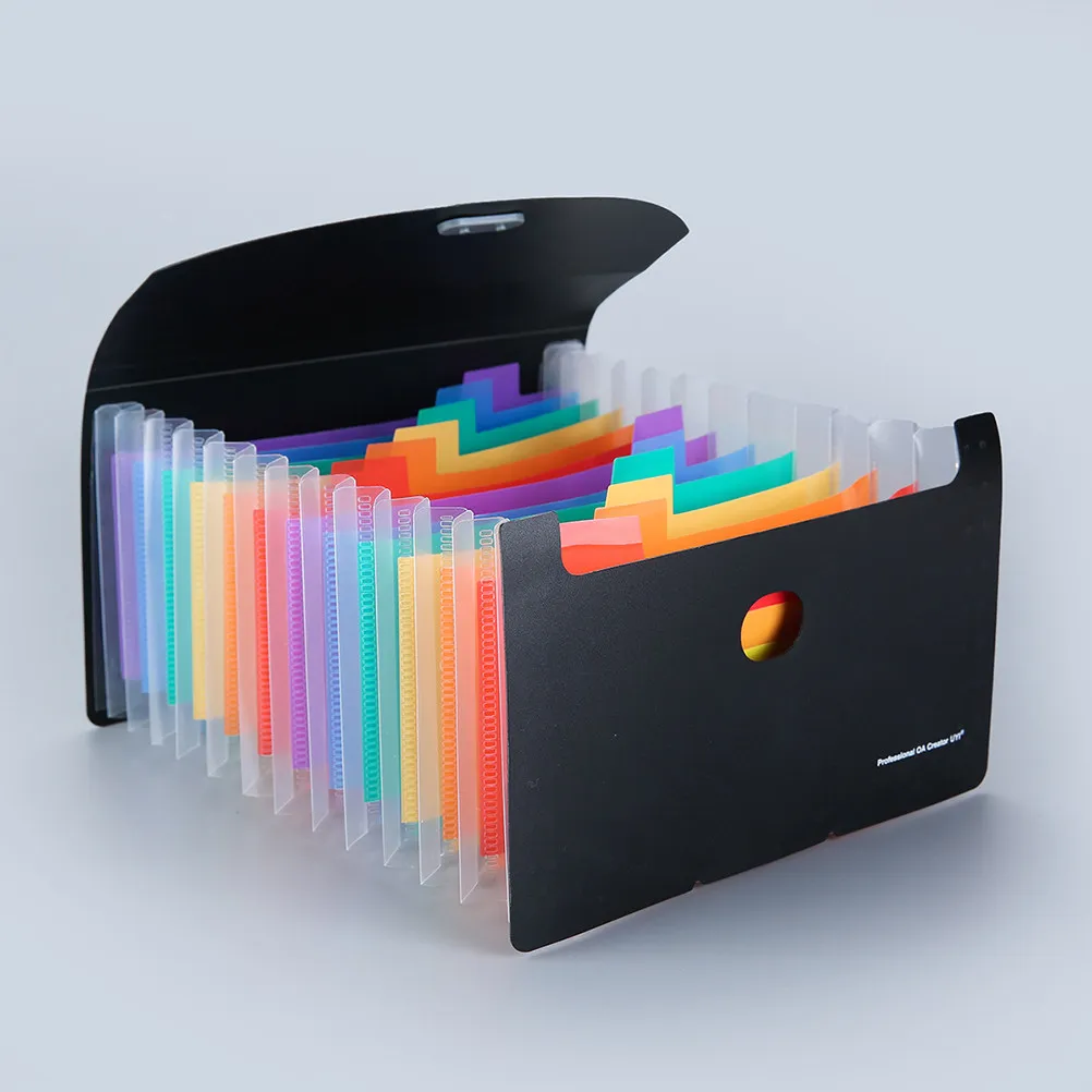 휴대용 아코디언 파일 정리함 A6 사이즈 13칸 미니 영수증 홀더 3면 밀봉 확장형 문서 정리함