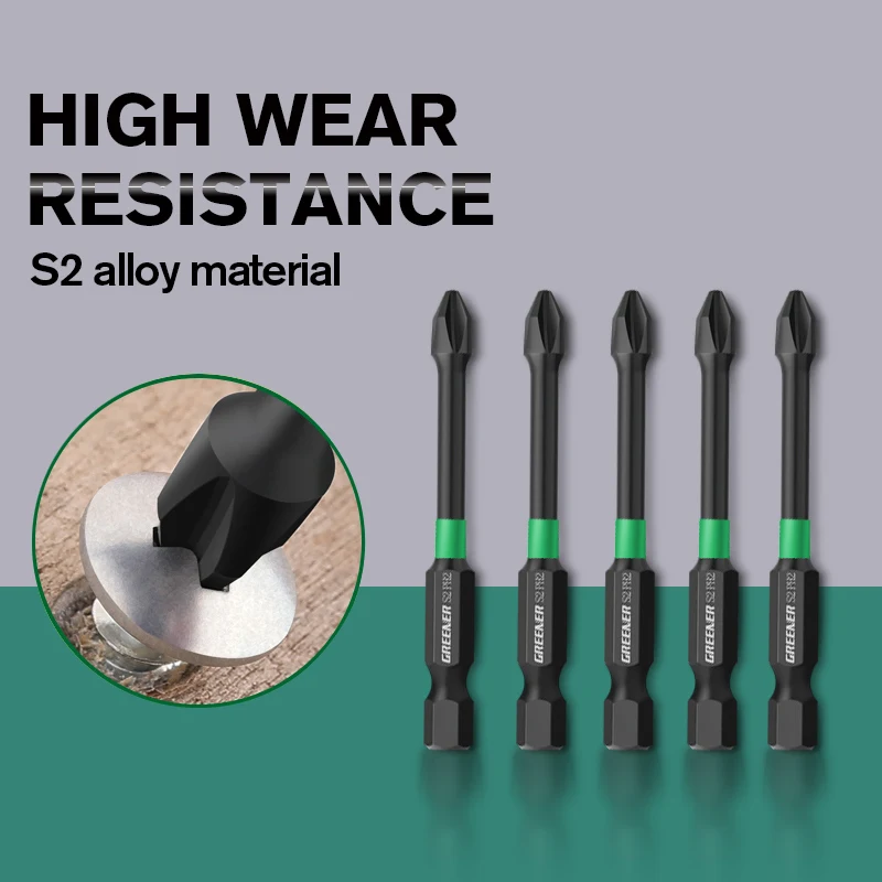 충격 강한 마그네틱 스크루 드라이버 헤드, 미끄럼 방지 고경도 PH2 크로스 핸드 전기 드릴 스크루 드라이버 헤드 세트, 25-150mm