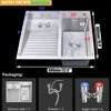 Kitchen sink, stainless steel kitchen sink with laundry board, faucet, easy to clean double bowl, 600mm/23.6in, Sink 6