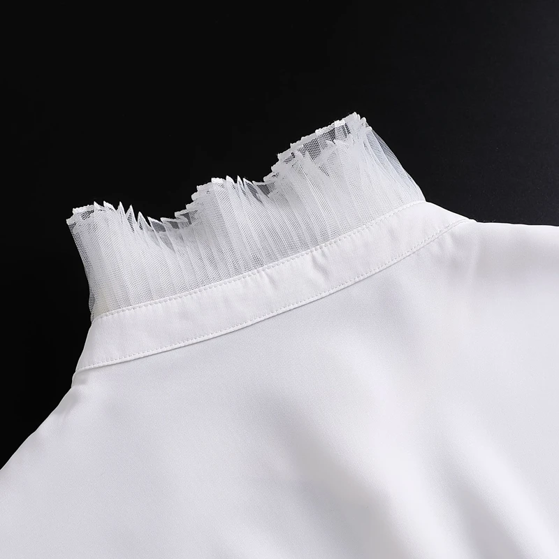 Elegant White Layered Doll Collar Half Shirt Blouse Detachable False Collar Ruffled High Neck Sweater Decorative Collar