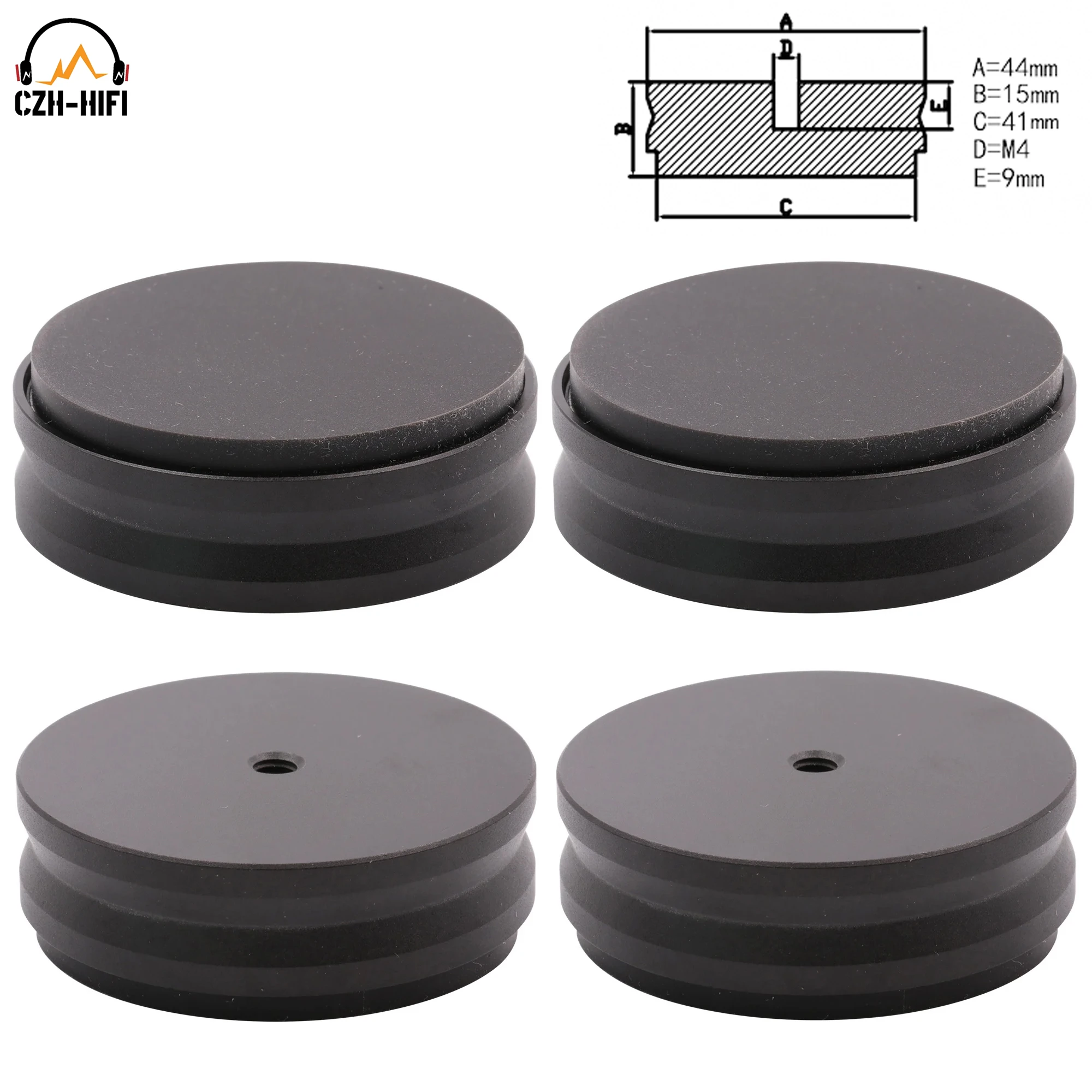 4 stücke 44x15mm Gefräste Solide Voll Aluminium Isolation Füße Stehen Pad Kegel Boden Basis Für Hifi audio AMP Lautsprecher Plattenspieler Computer