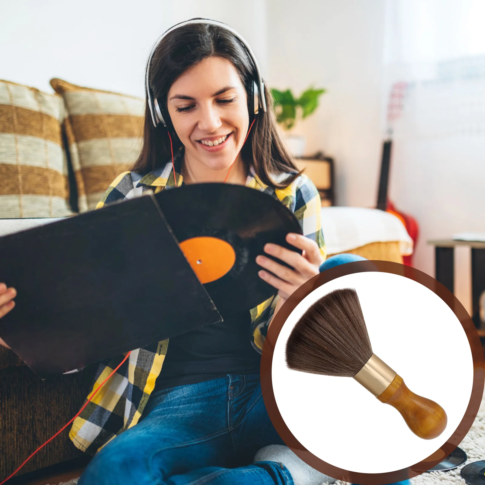 

Cleaning Brush Wooden Handle Dust Vinyl Record Cleaner CD Album Fiber Wool Turntable