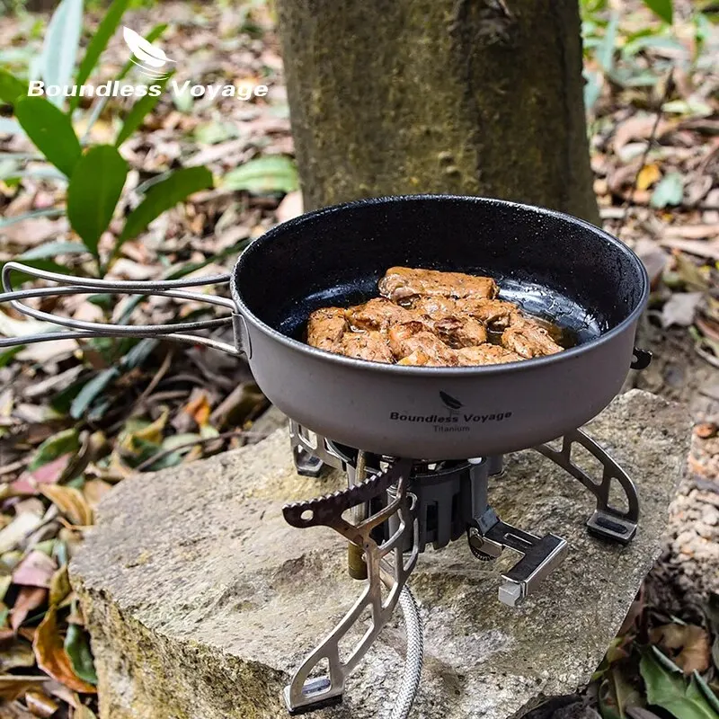 Non Stick Frying Pan Boundless Voyage Titanium Non-stick Frying Pan Ceramic Coating Folding Handle Outdoor Camping Picnic Plate Dish