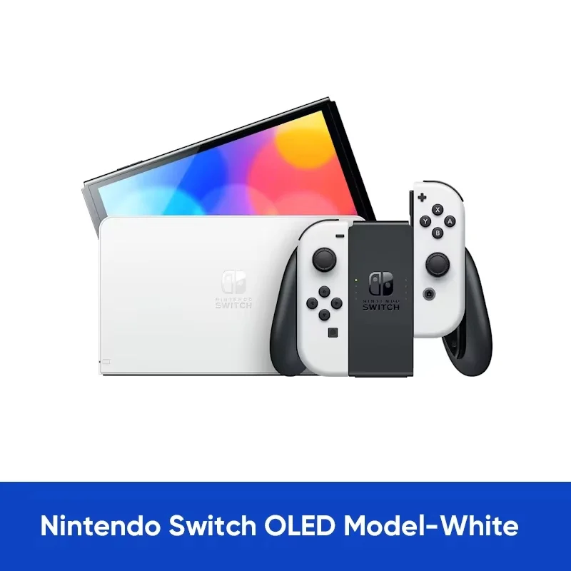 Jeu vidéo OLED Nintendo Switch, écran OLED 7 pouces, blanc ou néon, 64 Go, audio amélioré, port LAN filaire, version verre
