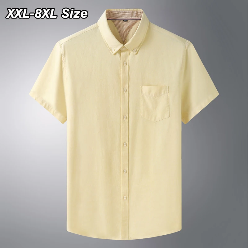 Solid Yellow Men's Plus Size Cotton Shirt main image 1