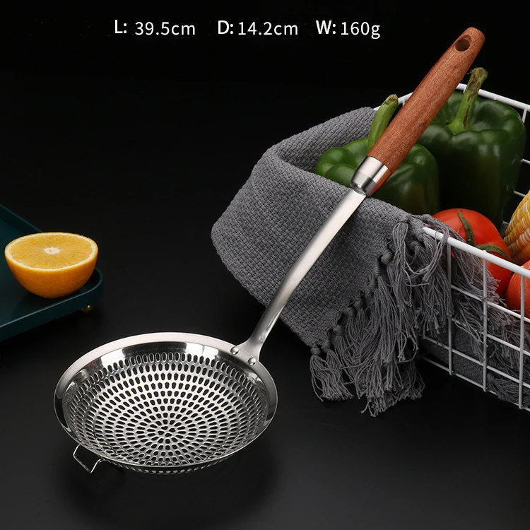 304 large slotted spoon thickened stainless steel skimmer for household commercial kitchen skimmer strainer for frying filter