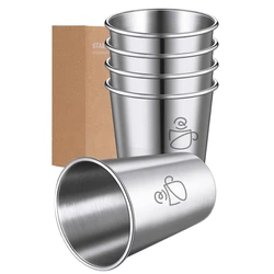 5 - Pack Stackable Stainless Steel Pint Tumblers - 350ml Metal Drinking Cups for Travel & Outdoor Camping (Set of 5)