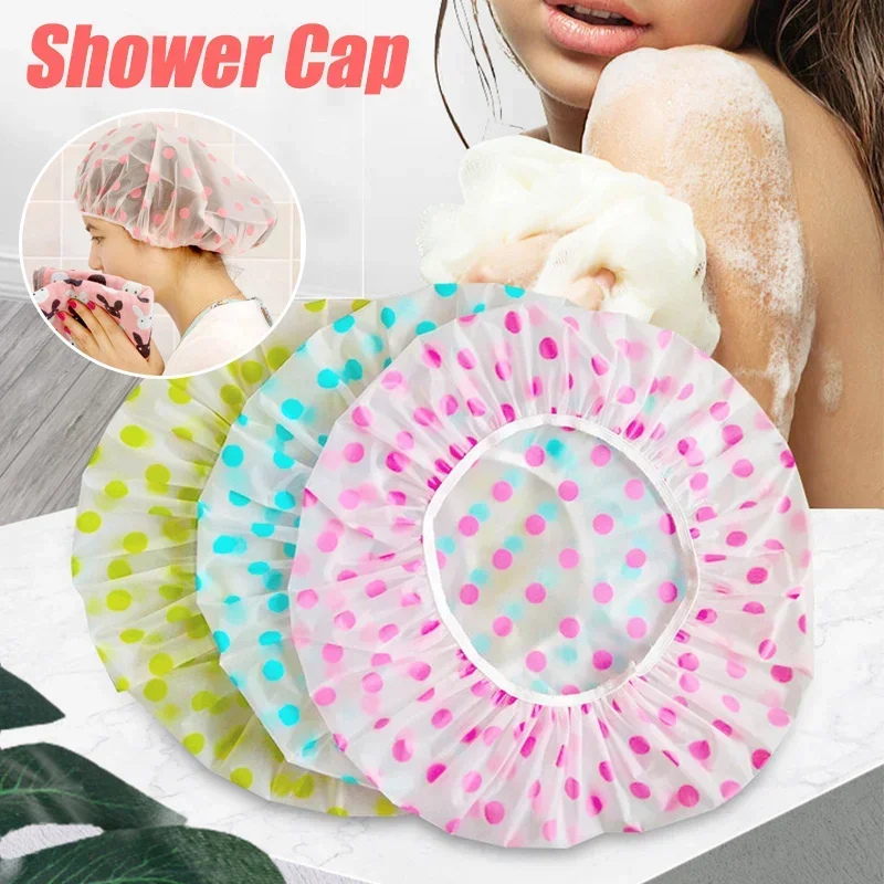 Bashroom Shower Cap Waterproof Thicken Elastic Bath Hat Dustproof Cap Hair Salon Bashroom Supplies Shower Caps Random Pattern 2