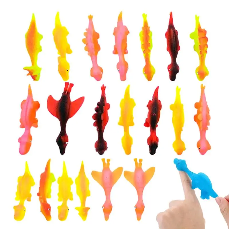 Dinosaur Finger Slingshot 20Pack Mini Rubber Flying Dinosaur Toys Animals Fingers Stretchy Toy Educational toy for kids