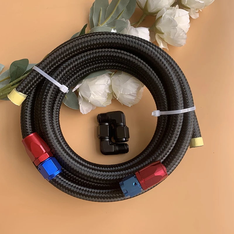 1m-8m an4 an6 an8 an10 Universal Auto Kraftstoffs ch lauch Öl Gasleitung Nylon geflochtene Edelstahl Kühler bremse – Detail 6