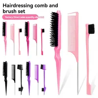New Three-piece Hair Brush Set Sharp-tail Comb Three-row Hair Comb Steel Needle Mouse Tail Comb Toothbrush Eyebrow Brush Tool 1