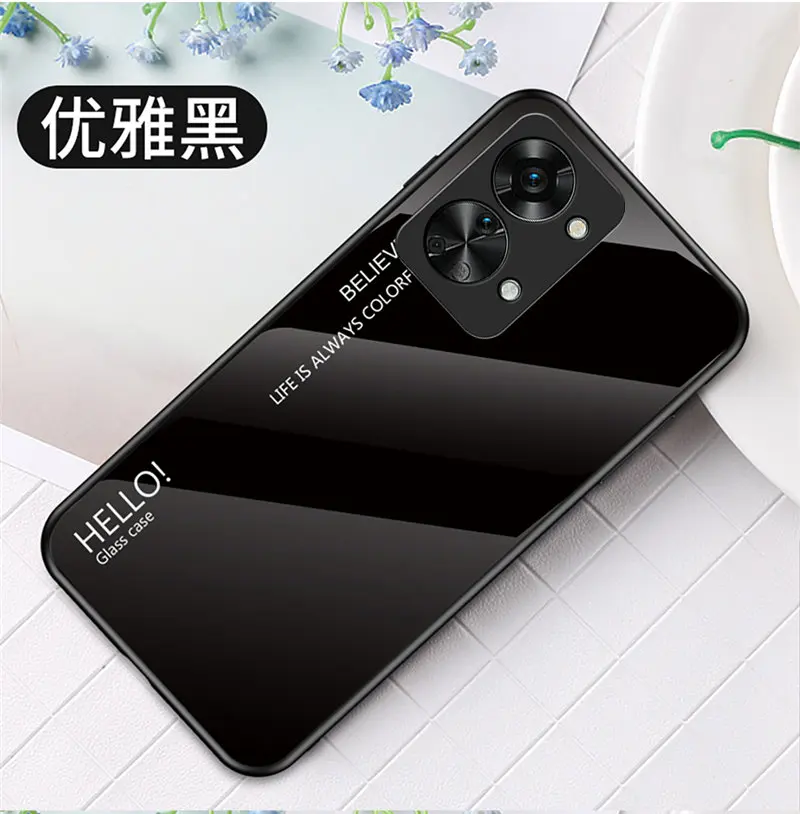 Gradient Tempered Glass Back Cover with Soft Silicon Bumper