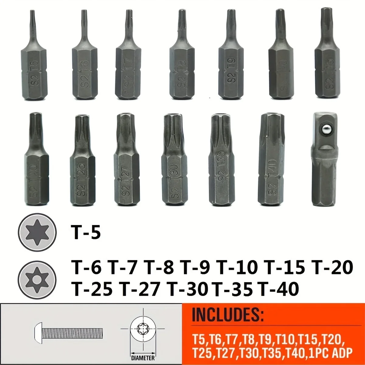 Premium 14-Piece Torx Bit Set with Magnetic Tips and Self-Locking Extension