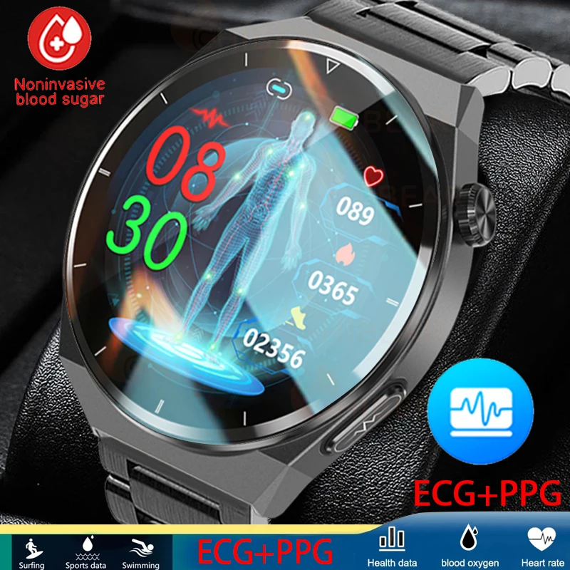 

Painless Non-invasive Blood Sugar Smart Watch Men 2023 New Blood Pressure Measurement IP68 Sport Waterproof ECG+PPG Smartwatch