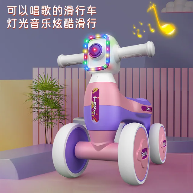 Doki Children's Scooter Balance Car 1-3 Years Old Baby Toddler Toy Car Light Music Slide Walker 4 Wheel Yo2022 3
