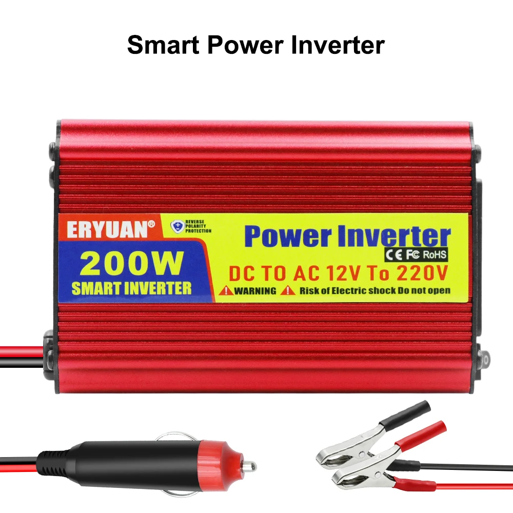 차량용 파워 인버터 DC 12V to AC 220V USB 충전 포트 포함 범용 AC 소켓 DC AC 컨버터 시거 라이터 플러그 클립 어댑터