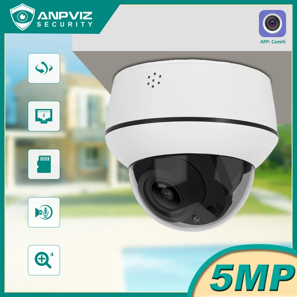 Anpviz Outdoor PTZ IP Camera Dome POE 5MP Security Protection Auto