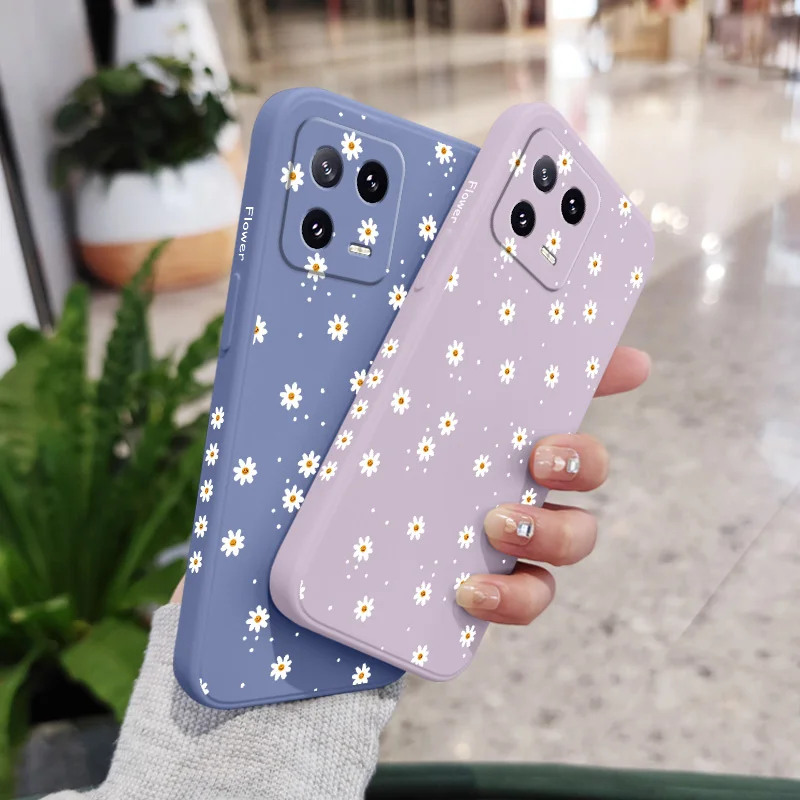Floral Daisies Liquid Silicone Phone Case Cover