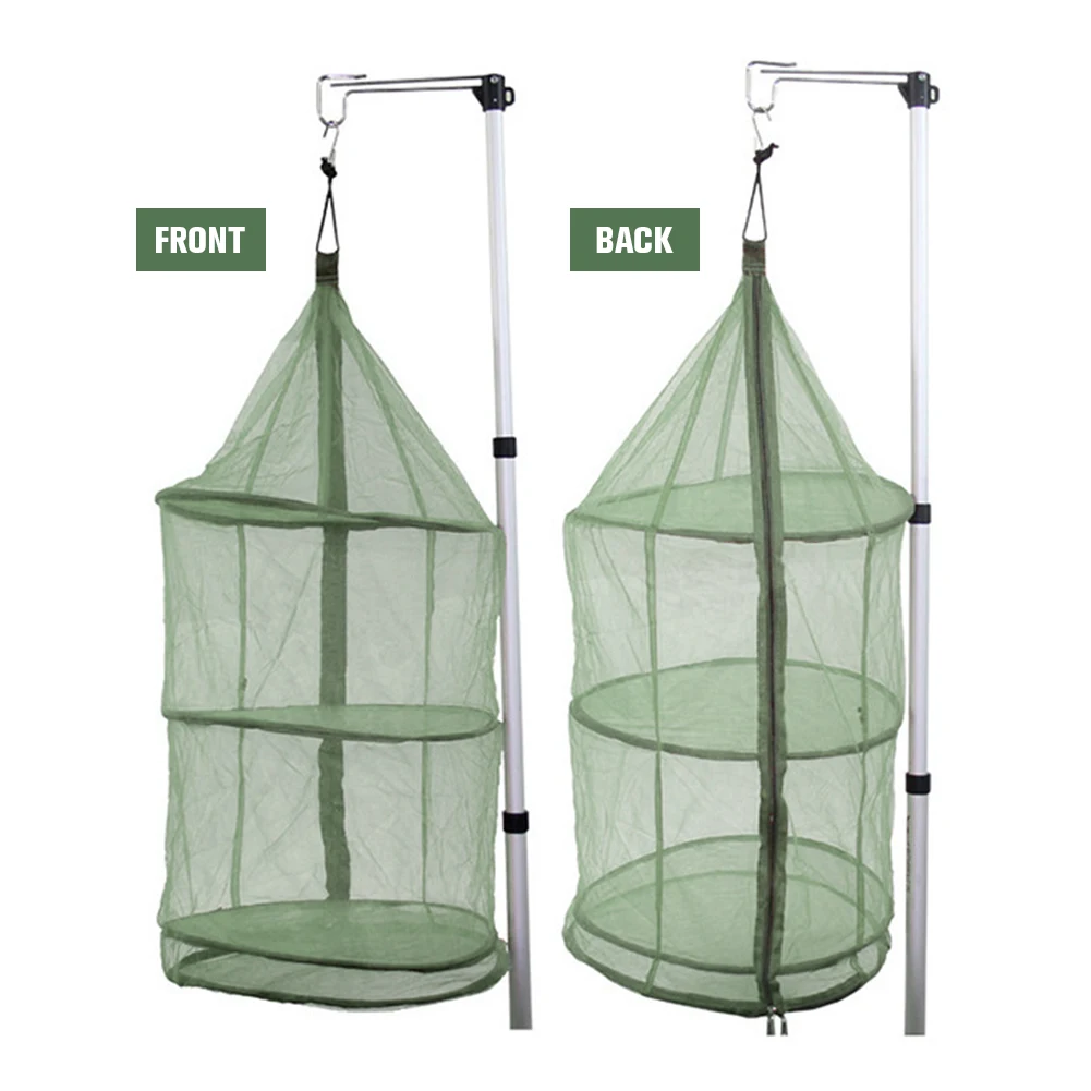 Hanging Mesh Dish Dryer Breathable Fish Drying Racks Multifunction Fish Drying Net Dustproof for Vegetables Fruits 3 Layers