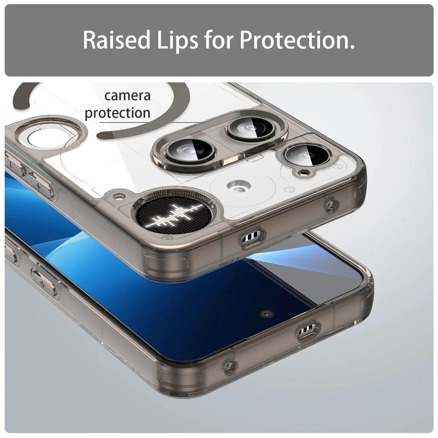 Magnetic Transparent Shockproof Protective Case with Soft TPU Frame