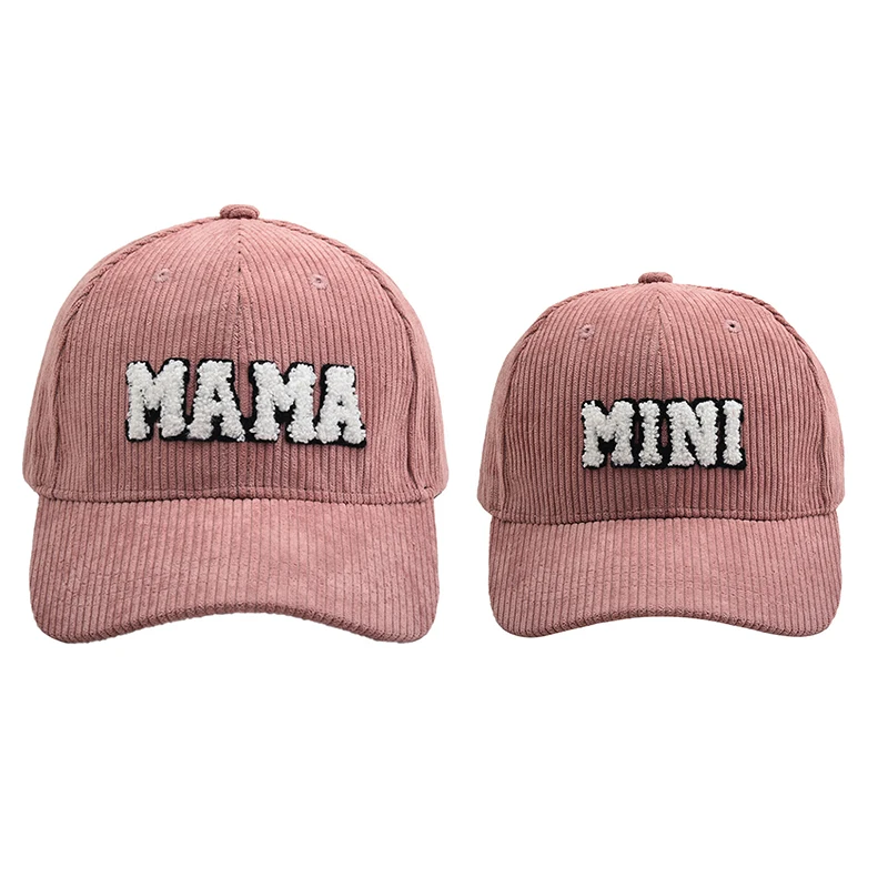 Mommy and Me Baseball Cap Mother Daughter Son Matching Hat Adult Kids Letters Print Mama Mini Corduroy Hats