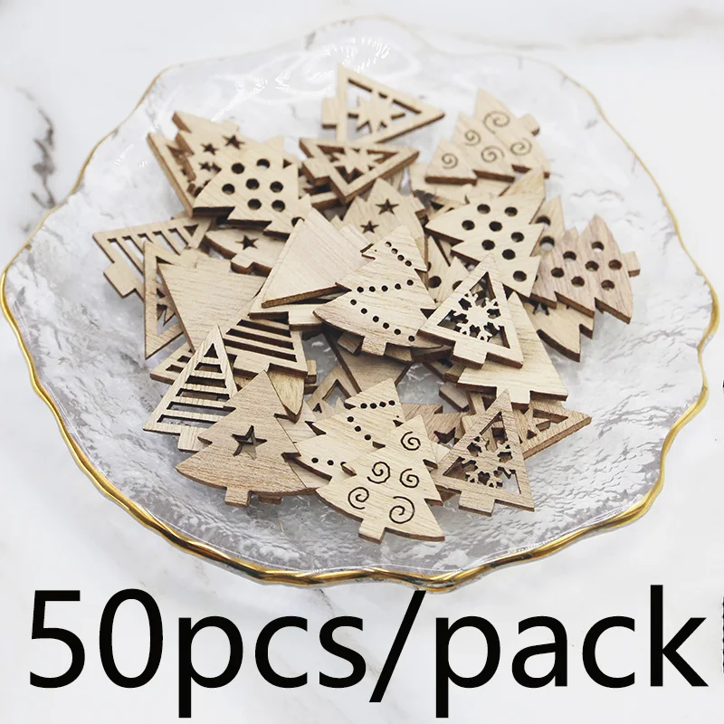 thumbnail image 1 of (50 Pieces/pack) 2.5cm Christmas Decoration Creative Cartoon Wooden Piece Retro Handmade DIY Small Gift Material, 1 of 5