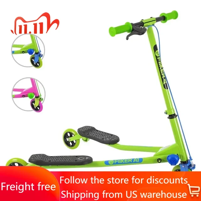 Y Fliker Air A1 | 3 Wheel Wiggle Scooter for Kids 5-8 Years Old (Pink) Unisex Freight Free Kickboard Child s Kick Scooters