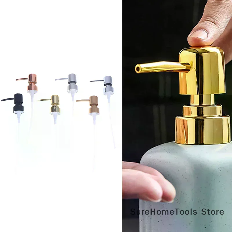1Set Soap Pump Head 28 Thread ABS Liquid Lotion Dispenser Round Head Press Nozzle Lotion Tube Bath Bottle Kitchen Bathroom