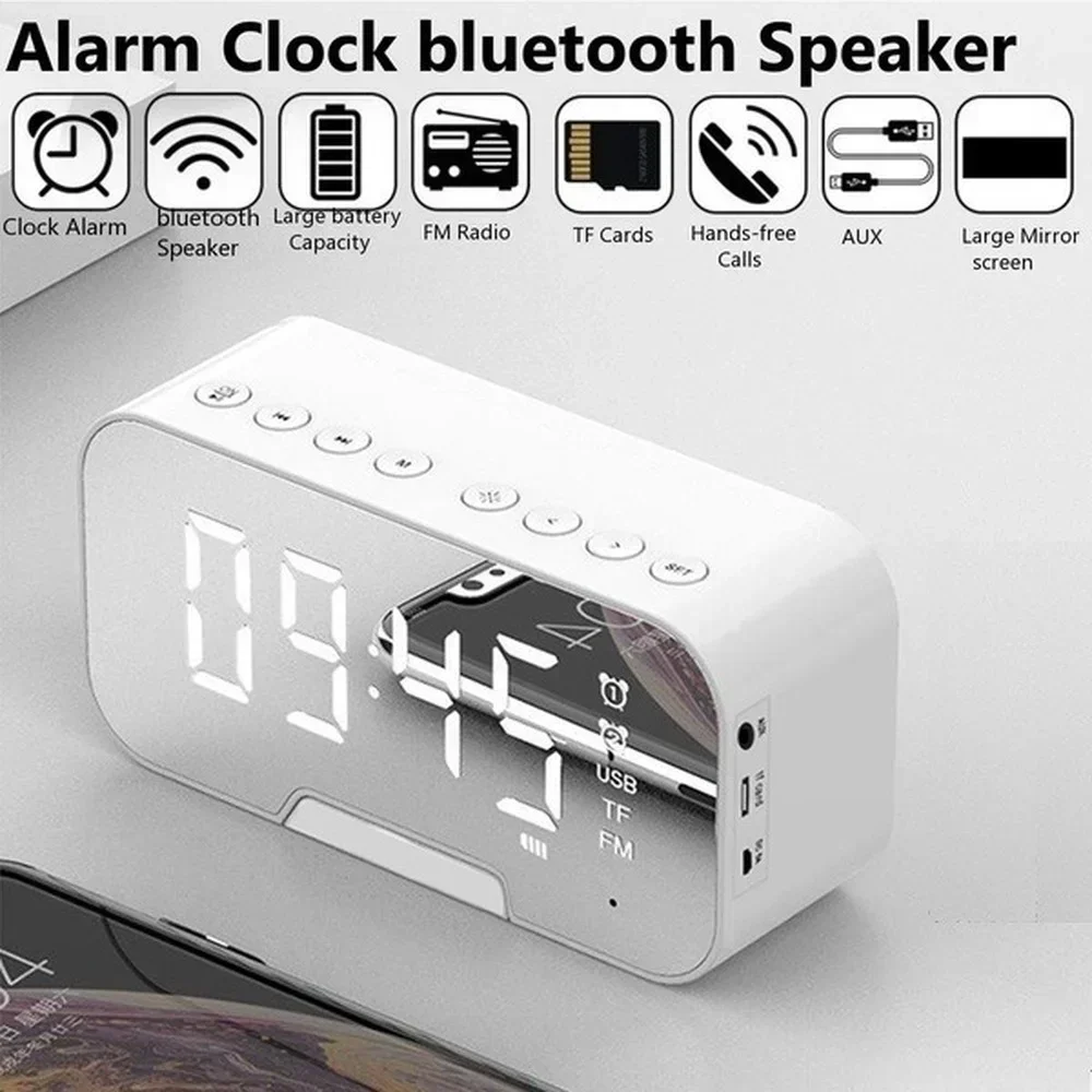 

Bluetooth Digital Alarm Clock Mirror Bluetooth Speaker Alarm Clock English Display Can Be Connected Wirelessly To Small Stereo