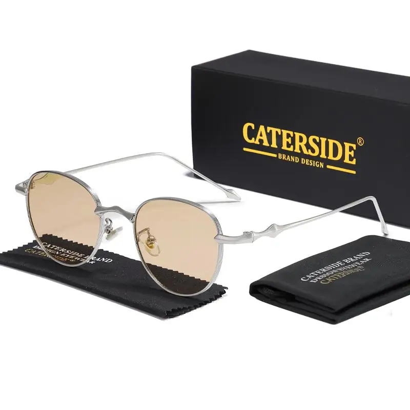 CATERSIDE Neue Mode Damen Runde Sonnenbrille Retro Metall Material Sonnenbrillen Herren Party Outdoor Reisebrille UV400 – Detail 7