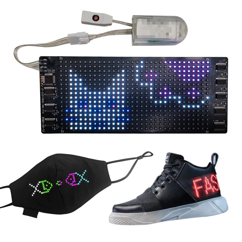 RGB Flexible Display Color Screen LED Module Strip Light App Bluetooth DIY Hat Clothes Bag Shoes Word Scroll Matrix Screen mini led light glow light ambient light
