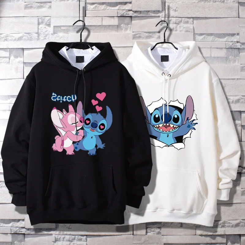 Stitch Clothes Disney Hooded Couple Sweater Men's and Women's Loose Tops  Y2k  Streetwear Women  Kawaii Clothes