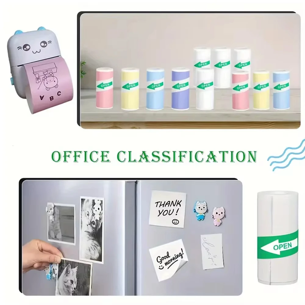 Mini Thermal Printer Paper Rolls with Printable Stickers - 3-Pack