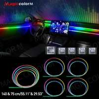 140cm/55.1inch Car Ambient Lights Universal LED Symphony RGB Atmosphere Lamp Acrylic Strips APP Control for Tesla Model 3 Y S X