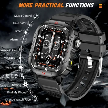 LAXASFIT 2025 New Men Smart Watch LED Flashlight BT Call 100+ Sports Modes Health Monitoring IP68 Waterproof Outdoor Smart Watch 2