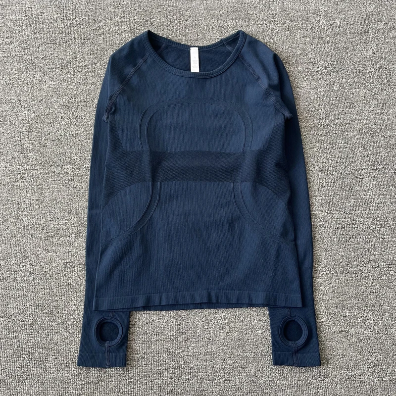 Thumb Holes Training Long Sleeve Shirts Women Solid Color O-Neck Workout Sports Tops Woman Thin Stretch Push Up Fitness T-Shirts 5