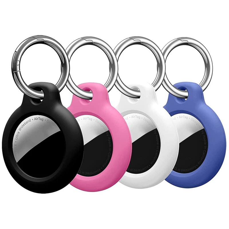 4 Pack Silicone Case Compatible With Protective Cover Accessory For Airtags Case, Air Tag Keychain