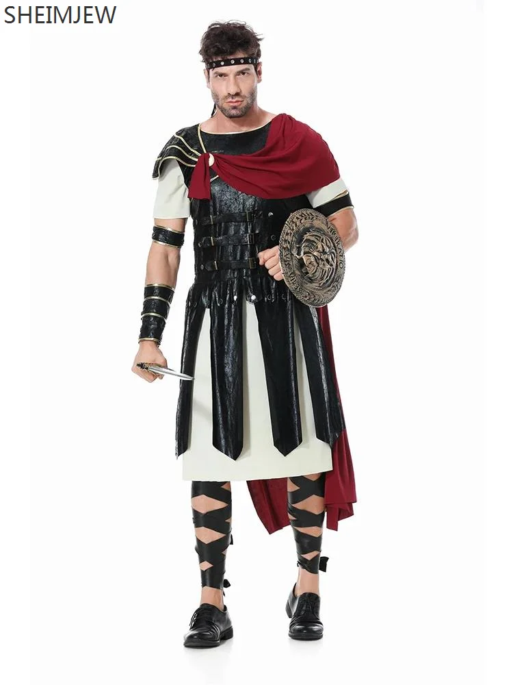 

Spartan Warrior Cosplay Costume Roman Gladiator Costumes Halloween Carnival Soldier Armor Role Play Stage Performance Dress Up