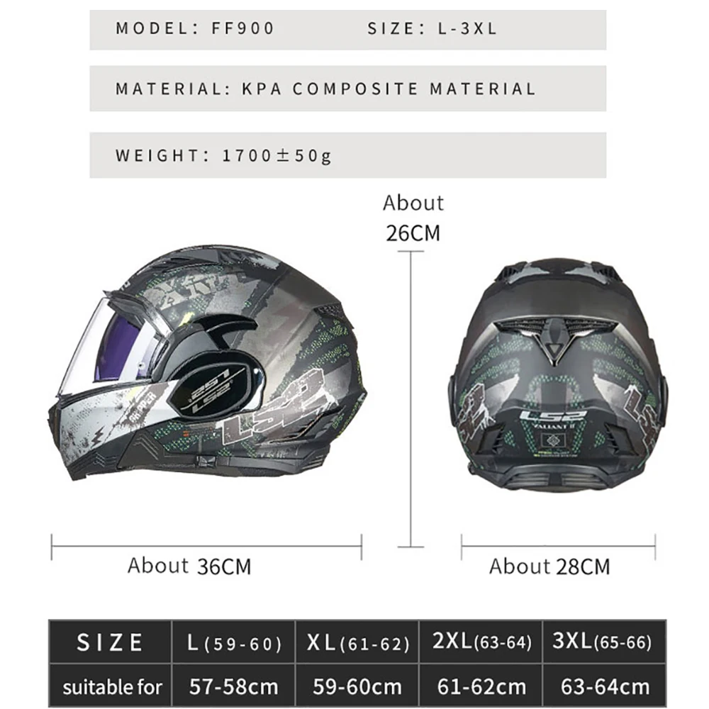 Original LS2 FF900 motorcycle helmet 180 degrees back somersault helmets ls2  Valiant 2 casco moto casque