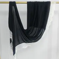 Hijab Ramadan en Rayonne, Coton et Modal, avec bordure en dentelle, Turban respirant, Châle uni en coton, Foulard pour femmes 5